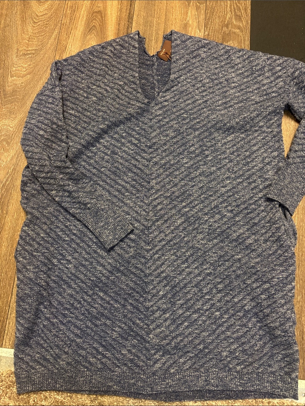 Anthropology Casual Kerisma Navy Heather V-Neck Pullover Sweater W/ Pockets